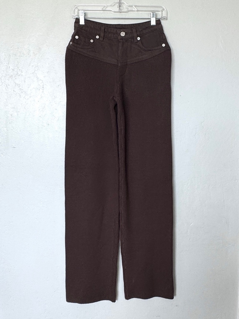 SER.O.YA Brown Chani Pant - Ribbed Texture in Slate Brown Size XXS